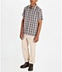 Color:Sleet - Image 3 - Eldridge Short Sleeve Novelty Classic Plaid Woven Shirt