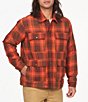 Color:Chocolate - Image 1 - Ridgefield Plaid Faux-Sherpa Flannel Shirt Jacket