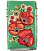 Mary Frances Poppy Field Beaded Crossbody Phone Bag, Color:Green - Image 1