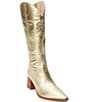 Color:Gold Leather - Image 1 - Addison Metallic Leather Tall Boots