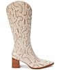 Color:Beige Multi Snake - Image 2 - Addison Snake Print Leather Tall Boots