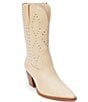 Color:Beige Leather - Image 1 - Cascade Leather Studded Mid Western Boots