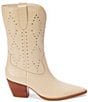 Color:Beige Leather - Image 2 - Cascade Leather Studded Mid Western Boots