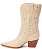Color:Beige Leather - Image 4 - Cascade Leather Studded Mid Western Boots