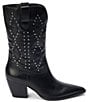 Color:Black Leather - Image 2 - Cascade Leather Studded Mid Western Boots