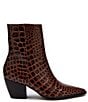 Color:Chocolate Croco - Image 2 - Caty Crocodile Embossed Leather Western Inspired Booties