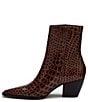 Color:Chocolate Croco - Image 3 - Caty Crocodile Embossed Leather Western Inspired Booties