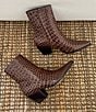 Color:Chocolate Croco - Image 5 - Caty Crocodile Embossed Leather Western Inspired Booties