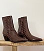 Color:Chocolate Croco - Image 6 - Caty Crocodile Embossed Leather Western Inspired Booties