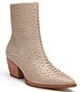 Color:Ivory Snake Leather - Image 1 - Caty Snake Embossed Leather Western Inspired Booties