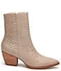 Color:Ivory Snake Leather - Image 2 - Caty Snake Embossed Leather Western Inspired Booties