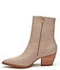 Color:Ivory Snake Leather - Image 3 - Caty Snake Embossed Leather Western Inspired Booties