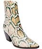 Color:Bone Multi Snake - Image 1 - Caty Snake Print Leather Western Booties