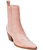 Color:Flamingo Pink Leather - Image 1 - Collins Leather Western Booties