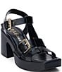 Color:Black - Image 1 - Harrison Leather Double Buckle Platform Sandals