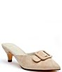 Color:Ivory Suede - Image 1 - Layover Suede Buckle Detail Dress Mules