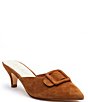 Color:Saddle Suede - Image 1 - Layover Suede Buckle Detail Dress Mules