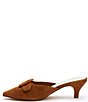 Color:Saddle Suede - Image 3 - Layover Suede Buckle Detail Dress Mules