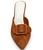 Color:Saddle Suede - Image 4 - Layover Suede Buckle Detail Dress Mules