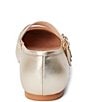 Color:Gold Leather - Image 3 - Nova Leather Three Strap Buckle Detail Mary Jane Ballet Flats