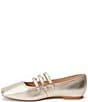 Color:Gold Leather - Image 4 - Nova Leather Three Strap Buckle Detail Mary Jane Ballet Flats