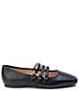 Color:Black Leather - Image 2 - Nova Leather Three Strap Buckle Detail Mary Jane Ballet Flats