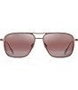 Color:Satin Brown Red - Image 2 - Beaches PolarizedPlus2® Aviator 57mm Sunglasses