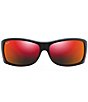 Color:Matte Black/Red Interior - Image 2 - Equator PolarizedPlus2® Wrap 64.5mm Sunglasses