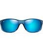 Color:Blue Black Stripe - Image 2 - Kaiwi Channel PolarizedPlus2® Wrap 62mm Sunglasses