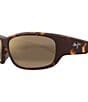 Maui Jim Men's Maukele Polarized Plus 2 64mm Rectangle Wrap Sunglasses, Color:Dark Matte Havana - Image 3