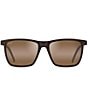 Color:Brown Stripe - Image 2 - Men's One Way 55mm Rectangular Striped Polarized Sunglasses