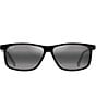 Maui Jim Men's Pulama PolarizedPlus2® 59mm Rectangle Sunglasses, Color:Shiny Black - Image 2