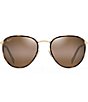 Color:Tortoise/Gold - Image 2 - Noni PolarizedPlus2® Round 54mm Sunglasses