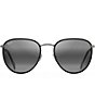 Color:Black Gloss/Gunmetal - Image 2 - Noni PolarizedPlus2® Round 54mm Sunglasses