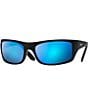 Color:Matte Black/Blue Hawaii - Image 1 - Peahi PolarizedPlus2® Wrap 65mm Sunglasses
