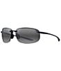 Maui Jim Unisex Ho'okipa XL PolarizedPlus2® 67mm Oval Sunglasses, Color:Black Gloss - Image 1