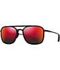 Color:Black Red Tortoise - Image 1 - Unisex Keokea 55mm Gradient Mirrored Lens Aviator Sunglasses