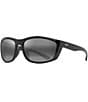 Maui Jim Unisex Nuu Landing PolarizedPlus2® 62mm Wrap Sunglasses, Color:Black Gloss - Image 1