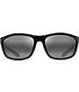 Maui Jim Unisex Nuu Landing PolarizedPlus2® 62mm Wrap Sunglasses, Color:Black Gloss - Image 2
