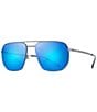 Color:Dove Grey - Image 1 - Unisex Shark's Cove PolarizedPlus2® 55mm Mirrored Aviator Sunglasses