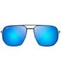 Color:Dove Grey - Image 2 - Unisex Shark's Cove PolarizedPlus2® 55mm Mirrored Aviator Sunglasses