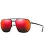Color:Matte Black - Image 1 - Unisex Shark's Cove PolarizedPlus2® 55mm Mirrored Aviator Sunglasses