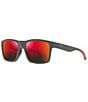 Color:Dark Grey/Brick Red - Image 1 - Unisex The Flats PolarizedPlus2® 57mm Rectangle Mirrored Sunglasses