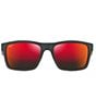 Color:Dark Grey/Brick Red - Image 2 - Unisex The Flats PolarizedPlus2® 57mm Rectangle Mirrored Sunglasses