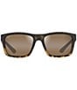 Maui Jim Unisex The Flats PolarizedPlus2® 57mm Tortoise Rectangle Sunglasses, Color:Black/Tortoise - Image 2