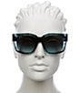 MaxMara Women's Glimpse 54mm Striped Square Sunglasses, Color:Shiny Striped Transparent Petrol/Petrol to Azure - Image 2