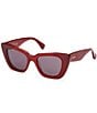 MaxMara Women's Glimpse5 50mm Butterfly Sunglasses, Color:Red/Smoke - Image 1