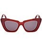 MaxMara Women's Glimpse5 50mm Butterfly Sunglasses, Color:Red/Smoke - Image 2