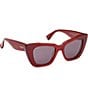 MaxMara Women's Glimpse5 50mm Butterfly Sunglasses, Color:Red/Smoke - Image 3
