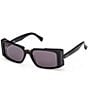 MaxMara Women's Spark 54mm Rectangle Sunglasses, Color:Black/Smoke - Image 1
